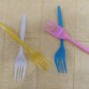 24pcs Imported Disposable Plastic Fork Party Cutlery Fork Birthday Party Tableware for Cake Dessert (Mixed colour)