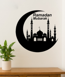 Ramzan Mubarak Islamic Calligraphy 3D Wooden Wall Decorative Gift Stylish Design Office Living Room I Decorating Items