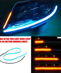 2 Pcs White Color Audi-Style Flexible 60 cm Headlight DRL Light Strips with Running Indicators