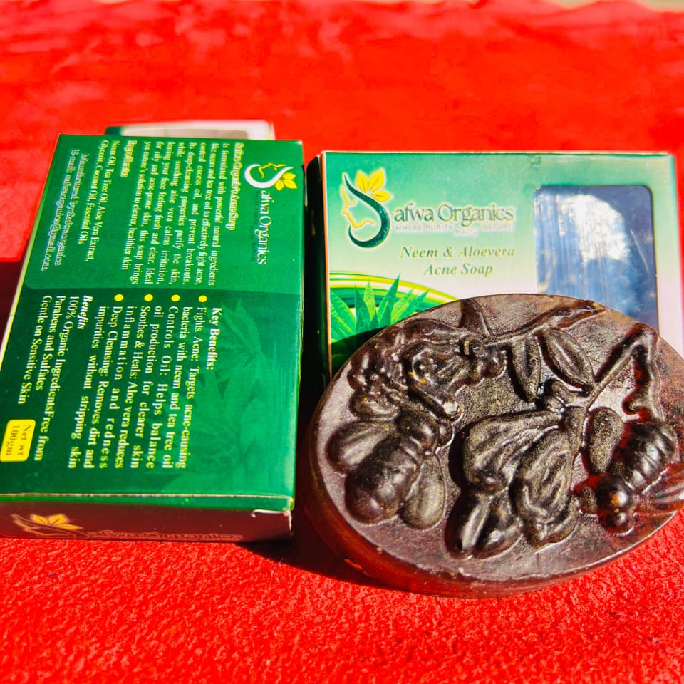 Safwa Organics Neem & Aloe Vera Handmade Soap – Acne-Fighting Natural Cleanser 100g - Image 2