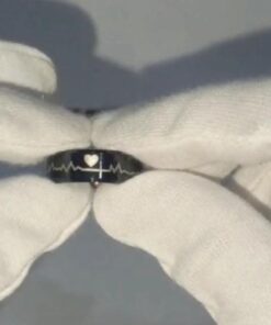 Alternative view of Pack Of 2 Unique heartbeat design charm Ring steenles Steel band rings For Unisex