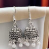 Silver Indian Jumky / Jhumka Earrings by Quirky Fashions | Ethnic wear | Casual wear - Image 3