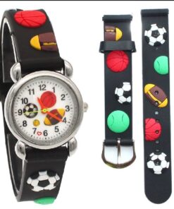 High Quality Cute Football Cartoon Children Watch Girls Rubber Kids Watches Boys Silicone Quartz Wristwatches (Random-Colour)