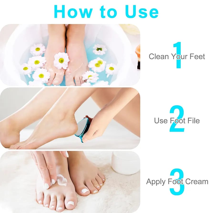 2 in 1 Double-Sided Nano Glass Callus Remover & Crystal Hair Eraser – Safe & Quick Foot File