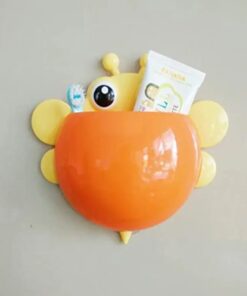Bee Shaped Plastic Toothbrush Holder with Suction Hook – Cute Wall Mounted Toothbrush Stand for Kids & Travel (Random Colors)