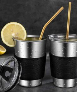 Set of 6 Colorful Reusable Metal Straws – Stainless Steel Drinking Straws with Eco-Friendly Design for Home
