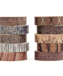 Songdao 10 Rolls Fantasy Washi Tape Set Texture Arts Adhesive Tapes Basic Patterns Decorative Masking Tape Sets for Craft