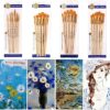 Pack of 6 Professional Angular Brush Set for Artists – Wooden Handle & Ultra-Soft Tapered Bristles | Multi-Purpose Brushes for Painting