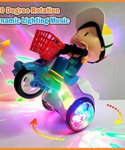 Musical Stunt Tricycle Toy Bike for Kids with 360° Rotation