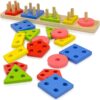 Lewo Wooden Puzzle Toddler Toys Shapes - Image 2