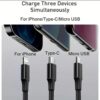 3 In 1 Charging Cable Durable Aluminum Alloy Strong Build Reliable Utility Perfect Choice For Daily Charging Needs (Random Color) - Image 2