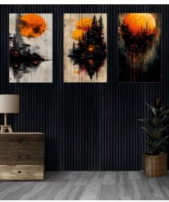 Set of 3 Wall paintings | Wall decor | Sticky photo tiles | wooden sticky frames