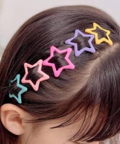 Pack Of 4 Star Shape Hair Clips For Girls – Cute And Colorful Hair Accessories For Kids Styling And Daily Wear (Multicolor)