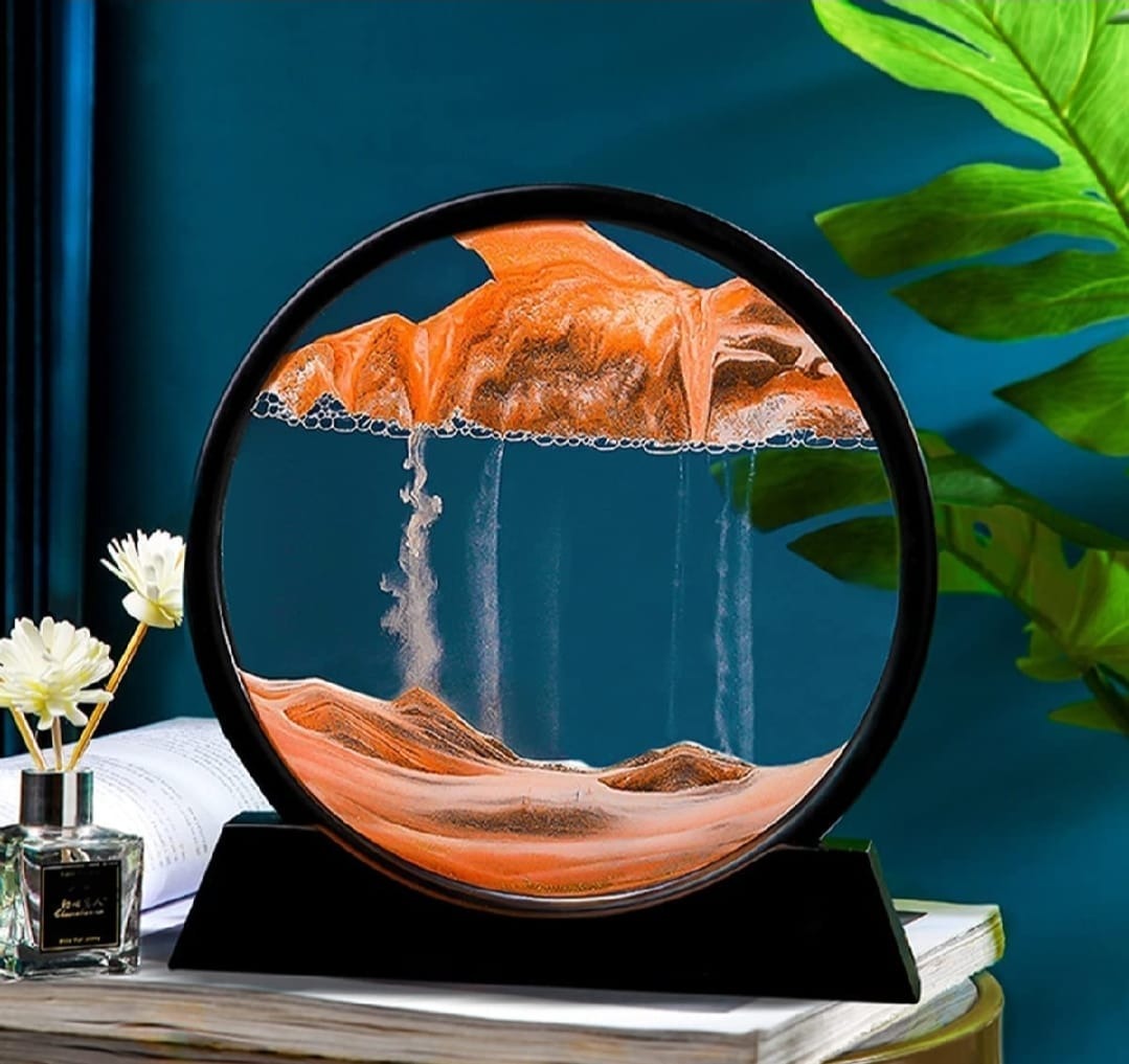 3D Moving Sand Mountain Lamp With Stand - Sandscape Painting - Moving Sand Art - Showpiece - Home Decoration ( Random Color) - Image 3