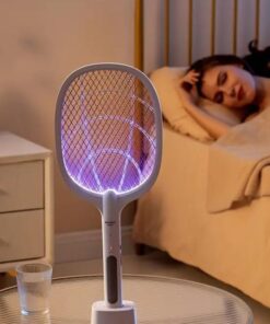 Rechargeable Mosquito Racket With Stand – Electric Insect Killer Bat For Indoor And Outdoor Use (Random Color)