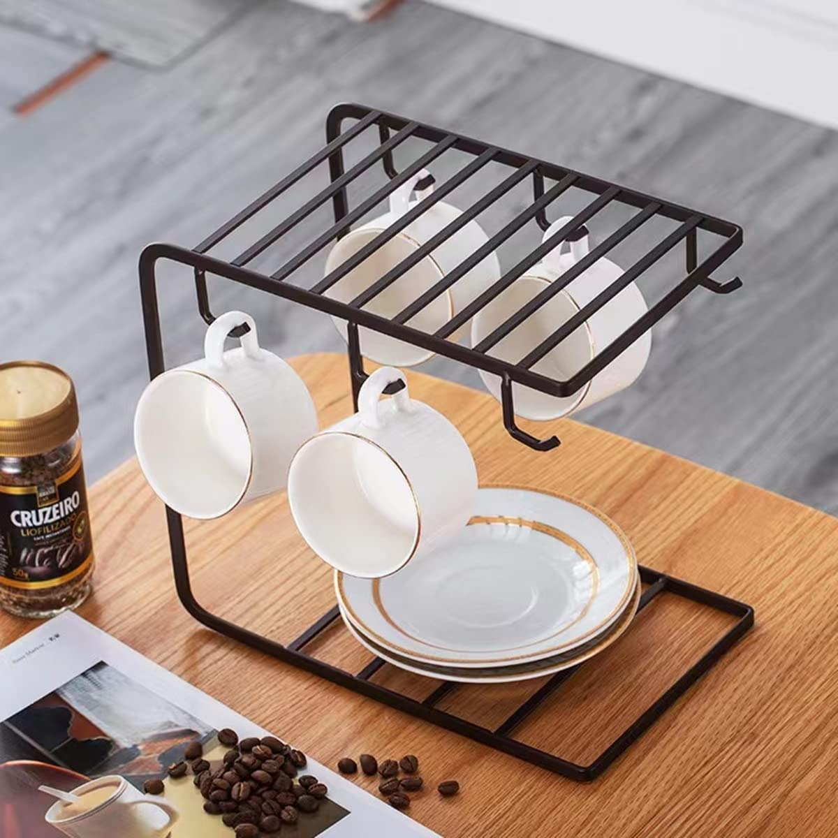 Metal Mug Stand Holder Tree Rack – Modern Space-Saving Mug Organizer with Smooth Hooks for Kitchen & Coffee Corner Decor - Image 3
