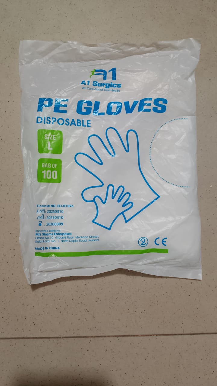 A1 Plastic Disposable Gloves Size Standard Large 100 PCs Box - Image 3