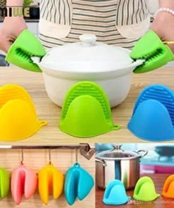 Silicone Heat Resistant Gloves Clips Insulation Non Stick Anti-slip Pot Bowel Holder Clip Cooking Baking Oven Mitts - Pair (Random Color)