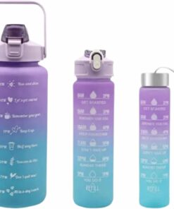 Sports Water Bottles 3 Pcs Set With Leak Proof Flip Top Lid (Random Color)
