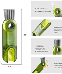 3-in-1 Silicone Cup Brush Set | U-Shaped Bottle Cleaner with Steel Balls & Straw Lid Scrubber | Multi-Functional Kitchen Cleaning Tool (Random Color)