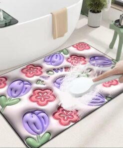 Absorbent Mat Flower Soft Diatom 3D Mud Floor Mat Bathroom Non-Slip Rug (random Design)