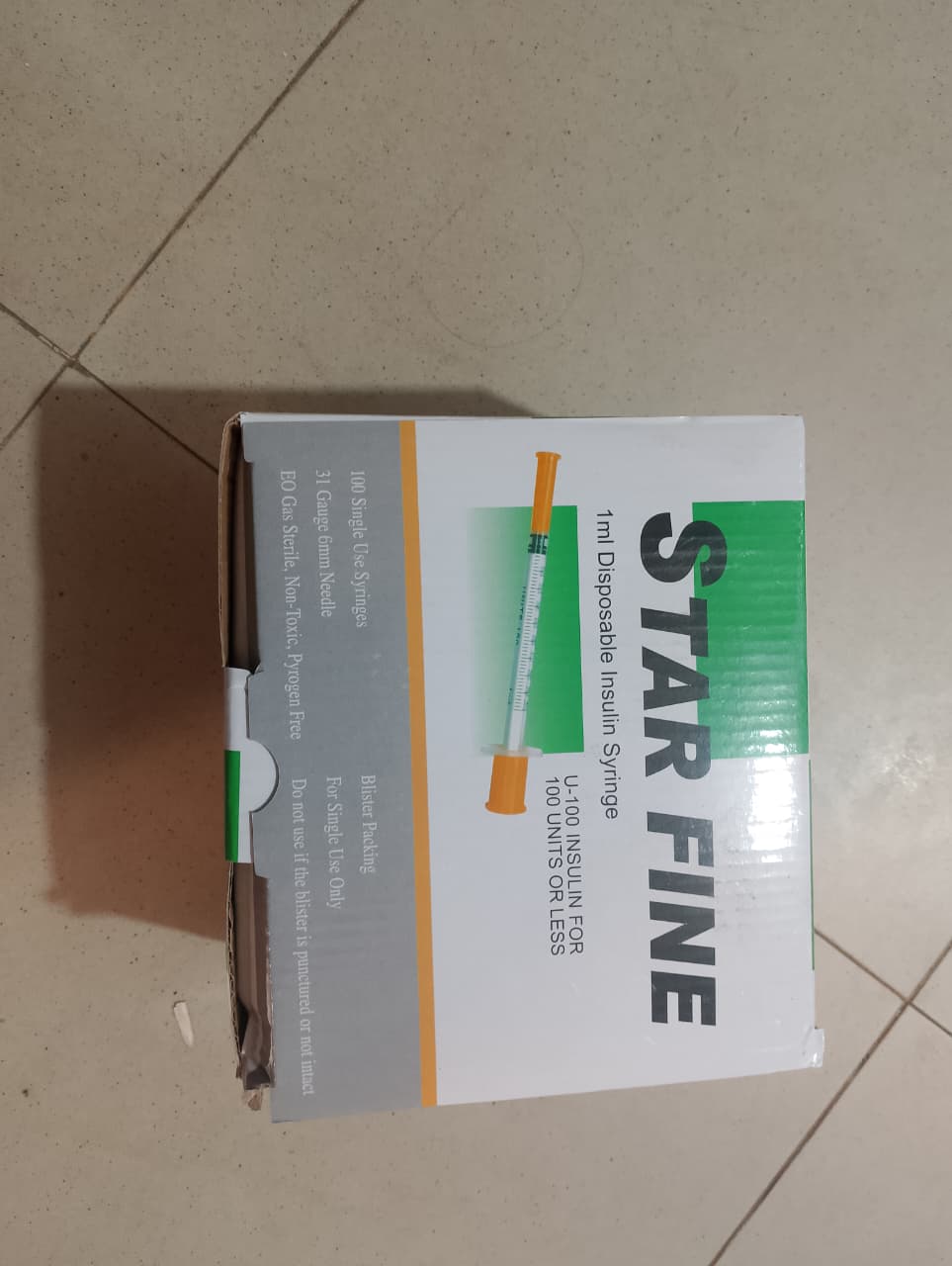 Star Fine Insulin Syringes – 100 Pcs Box | Ultra-Fine Needle