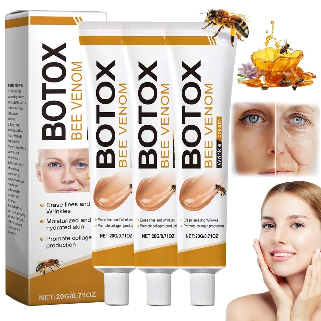 Botox Bee Venom Wrinkle Cream | Anti?Aging Moisturizer | Collagen Boost | Reduce Wrinkles & Fine Lines 20gm - Image 5