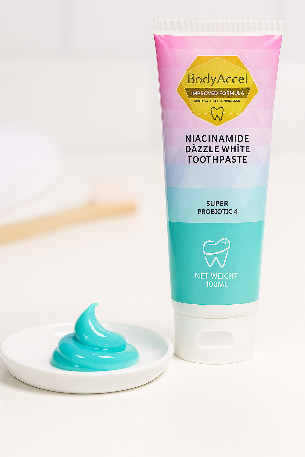 Body Accel Niacinamide Whitening Toothpaste 100ml – Advanced Stain Removal With Probiotics For Bright Smile & Fresh Breath - Image 4