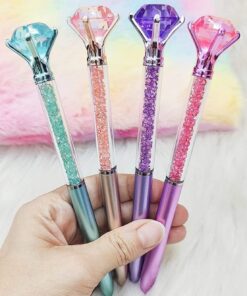 Diamond Ballpoint Pens Elegant Design Smooth Writing Comfortable Grip Durable Build Perfect For Office School And Daily Use (Random Color)