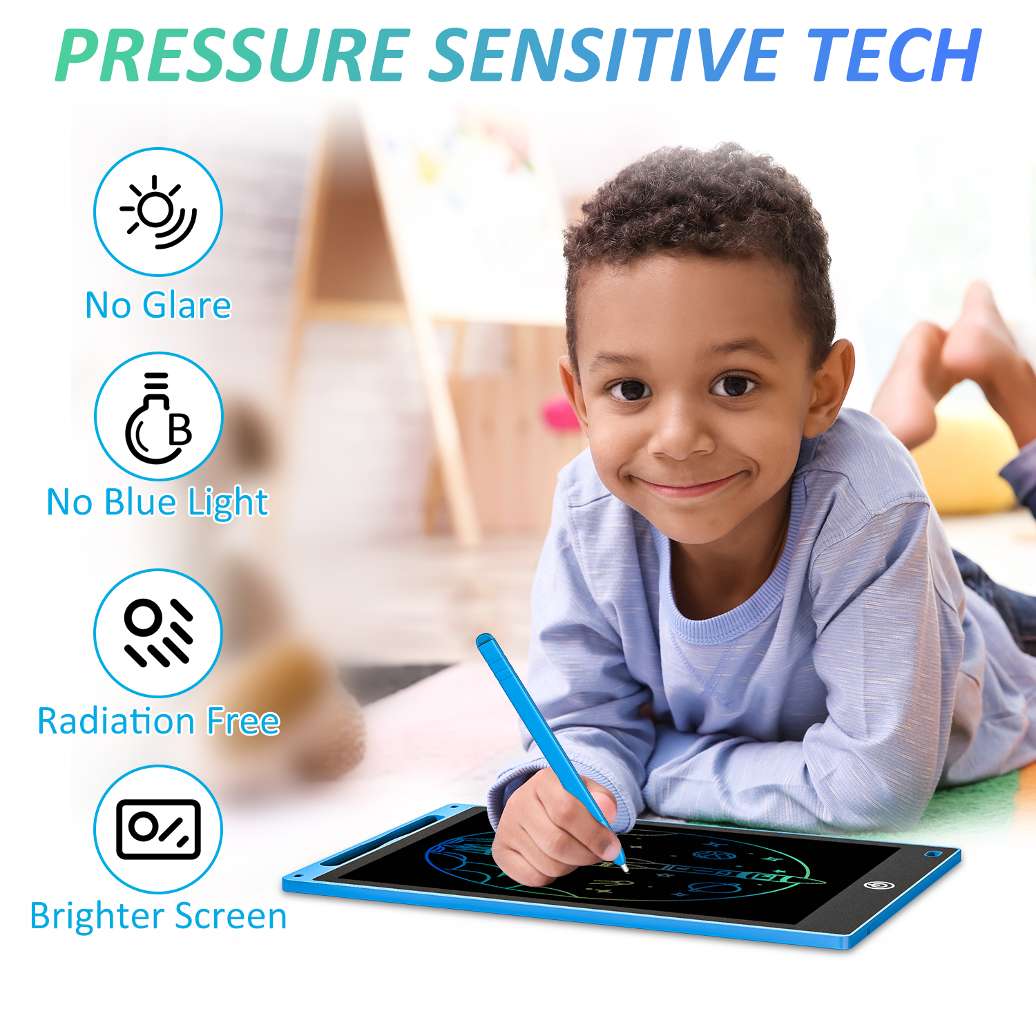 LCD Writing Tablet 10.5" Inch Multicolor Electronic Graphics Tablet Writing Board LCD Writing Pad Drawing Tablet Handwriting Paperless Notepad Graphic Board for Kids - Image 4