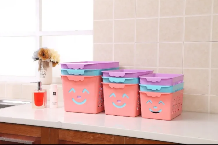 Smile basket Without cap pack off 3 | Storage Organizer Basket | Multipurpose Baskets For Kitchen, Home, Office & Bathroom (Random color) - Image 4