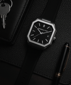 Universal Point UP 1988 – Square Dial Leather Strap Watch | Stainless Steel Case | Water Resistant 3 ATM (With Box)