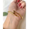 QVT-139 Cartier Nail Bangle – Stainless Steel | Iconic Luxury Design (Golden) - Image 2