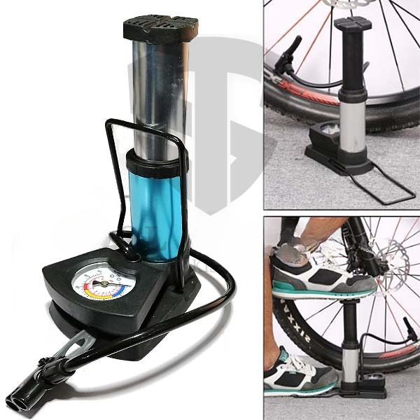 Foot And Hand Air Pump With Air Pressure Gauge – Fast Portable Car Bike And Cycle Inflator For Tires Balls And Inflatables - Image 4