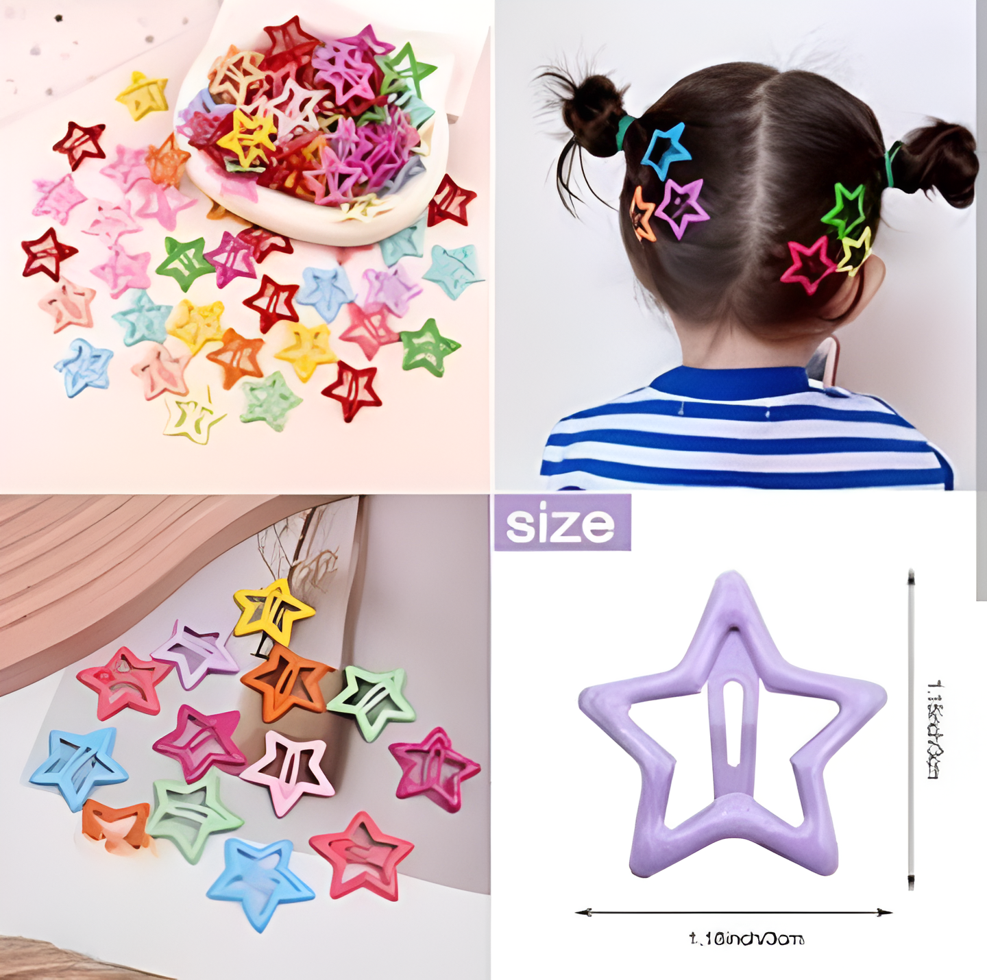 Pack Of 4 Star Shape Hair Clips For Girls – Cute And Colorful Hair Accessories For Kids Styling And Daily Wear (Multicolor) - Image 2