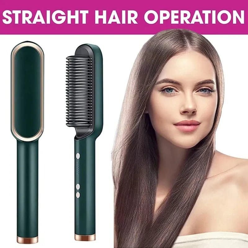 909 Hair Straightening Brush | Electric 2?in?1 Straightener & Curler | Heating Styling Comb | Quick 3?Minute Styling - Image 3