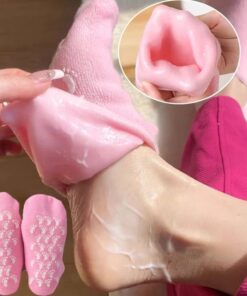 1 Pair Reusable Silicone Spa Gel Socks For Dry Feet And Cracked Heel Treatment – Moisturizing Hydrating Softening And Skin Smoothing Overnight Foot Care