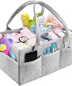 Foldable Baby Diaper Caddy Organizer - Portable Storage Basket - Essential Bag for Nursery