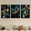 Butterfly Floral Wall Art – 3-Piece 8x11” Wooden Sticky Tile Panels with Adhesive Tape for Easy Mounting - Image 2