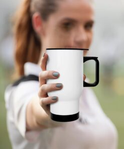 White Glossy Steel Coffee Mug 500ml - Durable Stainless Steel Cup for Hot & Cold Drinks | Office