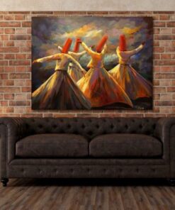 Whirling Dervish Wall Art Painting – Sufi Dance Canvas