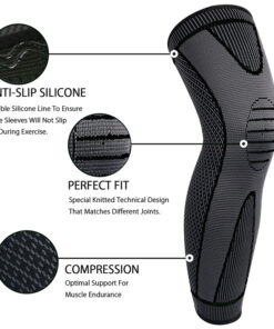1 PCS Compression Knee Pads Support Sleeve Protector Elastic Kneepad Brace Spring Support Volleyball Running Silicone Long Full Legs Sleeve Arthritis Running Gym Sport