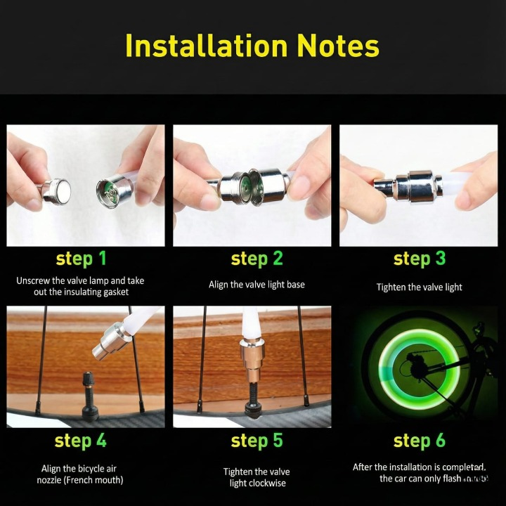 Pack Of Two Pieces Led Wheel Reflectors Wheel Valve Light For Bike Tyres Car Tyre Bicycle Tyre Multicolor Providing Bright Illumination - Image 3