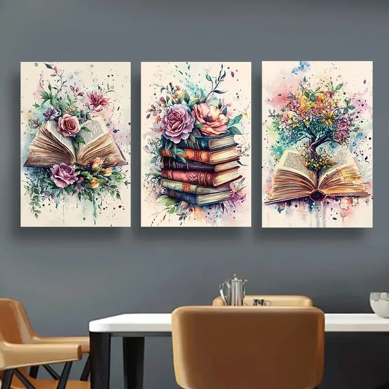 Botanical Books – 3-Piece Watercolor Wall Art Set Celebrating Growth & Imagination (8x11 inch) - Image 2