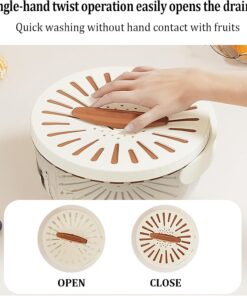 Kitchen Fruit Drainage Basket with Lid – Multi functional Dual-Layer Bowl for Washing