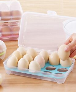 15-Grid Egg Storage Container – BPA-Free Plastic Refrigerator Organizer with Lockable Lid