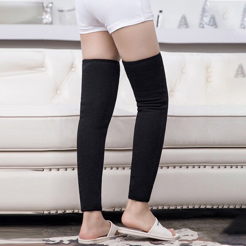Unisex Wool Knee Length Leg Warmers – Plain Black