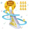 Funny Automatic Stair-Climbing Ducklings Cartoon Race Track Set Little Lovely Duck Slide Toy Escalator Toy with Lights and Music (3 sliding ducks)