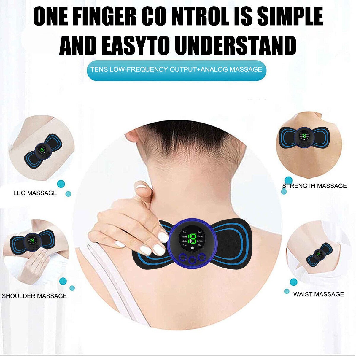 Portable EMS Mini Electric Massager Patch – Muscle Pain Relief for Neck