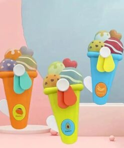 Handheld Ice Cream Cone Toy Fan for Kids - Cute Cartoon Design